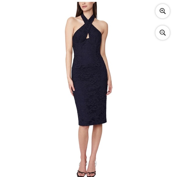 BARDOT Black Lace Halter Cross Neck MIDI Tea Length Dress Sz 8 NWT (A0059 B3) - Picture 15 of 15